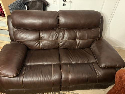 Sofa aus leder braun zwei - sofa, braun,