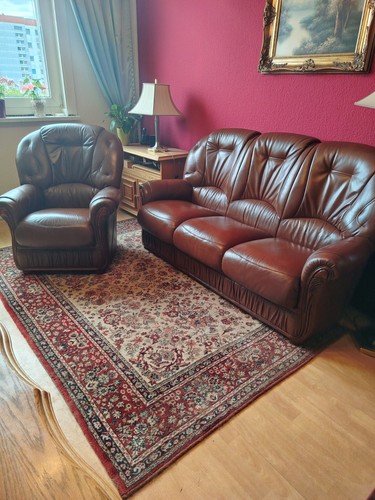 Couch 3er mit sessel braun - 1,